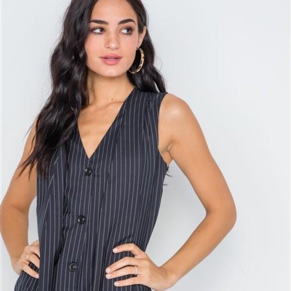 Button Down Sleeveless Romper - Picture 2 of 3